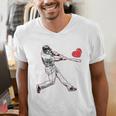 Valentines Baseball Batter Heart Player Silhouette Premium Tri-Blend Men's V-Neck T-Shirt Valentines Baseball Batter Heart Player Silhouette Premium Tri-Blend Men's V-Neck T-Shirt