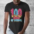 100 Days Of School Baseball Drip 100th Day Of School Men's V-Neck T-Shirt 100 Days Of School Baseball Drip 100th Day Of School Men's V-Neck T-Shirt