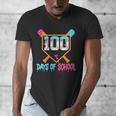 100 Days Of School Baseball Ice Cream Drip 100th Day School Men's V-Neck T-Shirt 100 Days Of School Baseball Ice Cream Drip 100th Day School Men's V-Neck T-Shirt