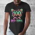 100 Days Of School Baseball Ice Cream Drip 100th Day Player Men's V-Neck T-Shirt 100 Days Of School Baseball Ice Cream Drip 100th Day Player Men's V-Neck T-Shirt