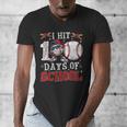 100 Days Of School Dabbing Baseball Hit Student Kids Boys Men's V-Neck T-Shirt