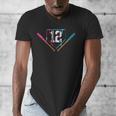 12th Birthday Baseball Ice Cream Drip 12 Years Old Boy Kids Men's V-Neck T-Shirt