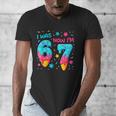 I Was 6 Now I'm 7 67 Birthday Baseball Drip 7 Year Old Men's V-Neck T-Shirt