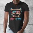 67 33 Days Of School Baseball Drip 100 Days Of School Men's V-Neck T-Shirt