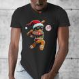 67 Gingerbread Man Playing Baseball Christmas 6 7 Meme Men's V-Neck T-Shirt