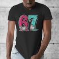 67 Ice Cream Drip Baseball Gen Alpha Slang Six Seven Meme Men's V-Neck T-Shirt