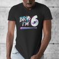 6th Birthday Boy Bro I'm 6 Year Old Baseball Ice Cream Drip Men's V-Neck T-Shirt 6th Birthday Boy Bro I'm 6 Year Old Baseball Ice Cream Drip Men's V-Neck T-Shirt