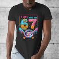 7th Birthday Boys I Was 6 Now I'm 7 Baseball Ice Cream Drip Men's V-Neck T-Shirt 7th Birthday Boys I Was 6 Now I'm 7 Baseball Ice Cream Drip Men's V-Neck T-Shirt