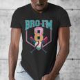 8th Birthday Boy Bro I'm 8 Years Old Baseball Theme Men's V-Neck T-Shirt