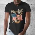 American Flag Baseball Player Bat Fan Catcher Pitcher USA Men's V-Neck T-Shirt American Flag Baseball Player Bat Fan Catcher Pitcher USA Men's V-Neck T-Shirt