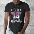 Baseball 10 Year Old Ice Cream Drip 10th Birthday Boys Men's V-Neck T-Shirt