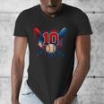 Baseball 10 Year Old Splash Drip 10th Birthday Boy Number 10 Men's V-Neck T-Shirt Baseball 10 Year Old Splash Drip 10th Birthday Boy Number 10 Men's V-Neck T-Shirt