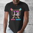 Baseball 13 Year Ice Cream Drip 13th Bday Official Teenager Men's V-Neck T-Shirt