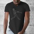 Baseball Batter Line Abstract Geometry Team Player Family Men's V-Neck T-Shirt