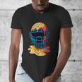 Baseball Catcher Mask Ice Cream Dripping Baseball Fan Boys Men's V-Neck T-Shirt