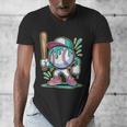 Baseball Character Cartoon Batter Drip Style Women Men Men's V-Neck T-Shirt Baseball Character Cartoon Batter Drip Style Women Men Men's V-Neck T-Shirt