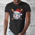 Baseball Christmas Lights Santa Christmas Baseball Player Men's V-Neck T-Shirt Baseball Christmas Lights Santa Christmas Baseball Player Men's V-Neck T-Shirt