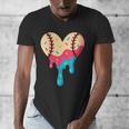 Baseball Drip Melting Ice Cream Baseball Heart Boys Girls Men's V-Neck T-Shirt