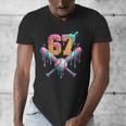 Baseball Drip Number 67 Player Men's V-Neck T-Shirt