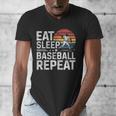 Baseball Fan Vintage Retro Eat Sleep Baseball Repeat Men's V-Neck T-Shirt Baseball Fan Vintage Retro Eat Sleep Baseball Repeat Men's V-Neck T-Shirt