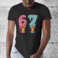 Baseball Ice Cream Drip 6 7 Kids 67 Birthday Men's V-Neck T-Shirt