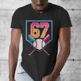 Baseball Ice Cream Drip Number 67 Player 67th Birthday Men Men's V-Neck T-Shirt