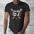 Baseball Ice Cream Drip Number 67 Player Six Seven Meme 6 7 Men's V-Neck T-Shirt Baseball Ice Cream Drip Number 67 Player Six Seven Meme 6 7 Men's V-Neck T-Shirt