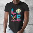 Baseball Love Drip Ice Cream Colorful Baseball Men's V-Neck T-Shirt