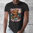 Baseball Player Christmas Gingerbread Smashing Through Snow Men's V-Neck T-Shirt Baseball Player Christmas Gingerbread Smashing Through Snow Men's V-Neck T-Shirt