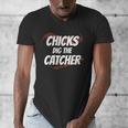 Baseball Seams Chicks Dig The Catcher Men's V-Neck T-Shirt Baseball Seams Chicks Dig The Catcher Men's V-Neck T-Shirt