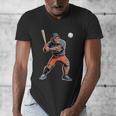 Bigfoot Playing Baseball Boys Kids Men Baseball Player Men's V-Neck T-Shirt Bigfoot Playing Baseball Boys Kids Men Baseball Player Men's V-Neck T-Shirt