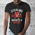 Boys Baseball Valentines Day Stealing Hearts Valentine Kids Men's V-Neck T-Shirt