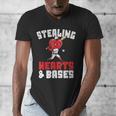 Boys Baseball Valentines Shirt Sterling Hearts Baseball Men's V-Neck T-Shirt