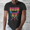 Bruh Baseball Ice Cream Drip Number 67 Player 67th Birthday Men's V-Neck T-Shirt