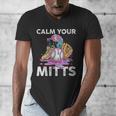 Calm Your Mitts Baseball Ice Cream Drip Crossed Bats Sport Men's V-Neck T-Shirt Calm Your Mitts Baseball Ice Cream Drip Crossed Bats Sport Men's V-Neck T-Shirt