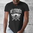 Christian Baseball My Strength Comes From The Lord Baseball Men's V-Neck T-Shirt Christian Baseball My Strength Comes From The Lord Baseball Men's V-Neck T-Shirt
