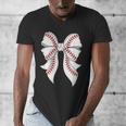 Cute Baseball Coquette Bow For Women Girls Baseball Mama Mom Men's V-Neck T-Shirt