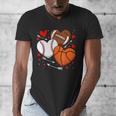 Cute Heart Baseball Basketball Football Valentine Boy Men Men's V-Neck T-Shirt
