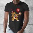 Dabbing Cool Cat Baseball 5th Birthday Men's V-Neck T-Shirt