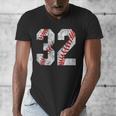 Distressed Baseball Number 32 Jersey Uniform Player Fan Men's V-Neck T-Shirt Distressed Baseball Number 32 Jersey Uniform Player Fan Men's V-Neck T-Shirt