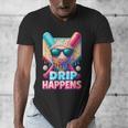 Drip Happens Baseball Ice Cream Bat And Ball With Sunglasses Men's V-Neck T-Shirt Drip Happens Baseball Ice Cream Bat And Ball With Sunglasses Men's V-Neck T-Shirt