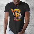 Drippy Pizza Baseball Slice Cartoon Sports Food Men's V-Neck T-Shirt