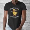 Duck And Baseball Bat Mess With The Quack You Get Whack Men's V-Neck T-Shirt Duck And Baseball Bat Mess With The Quack You Get Whack Men's V-Neck T-Shirt