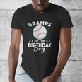 Gramps Of The Birthday Boy Baseball Player Birthday Men's V-Neck T-Shirt Gramps Of The Birthday Boy Baseball Player Birthday Men's V-Neck T-Shirt