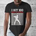 I Hit 100 Days Of School Baseball 100 Day Of School Men's V-Neck T-Shirt I Hit 100 Days Of School Baseball 100 Day Of School Men's V-Neck T-Shirt