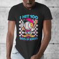 I Hit 100 Days Of School Baseball Ice Cream Drip Men's V-Neck T-Shirt I Hit 100 Days Of School Baseball Ice Cream Drip Men's V-Neck T-Shirt