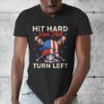 Hit Hard Run Fast Turn Left Baseball Cream Drip Crossed Bats Men's V-Neck T-Shirt Hit Hard Run Fast Turn Left Baseball Cream Drip Crossed Bats Men's V-Neck T-Shirt