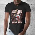 Ho Ho Home Run Baseball Christmas Holiday Sports Santa Men's V-Neck T-Shirt Ho Ho Home Run Baseball Christmas Holiday Sports Santa Men's V-Neck T-Shirt