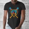 HUGvyn 67 Baseball Ice Cream Drip Six Seven Genz Alpha Slang Men's V-Neck T-Shirt