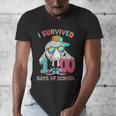 HUGvyn I Survived 100 Days Of School Baseball 6 7 Ice Cream Men's V-Neck T-Shirt